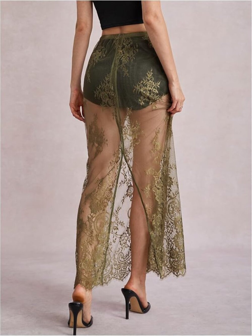 Women's Lace Sheer Split Long Skirt - Picture 2 of 6